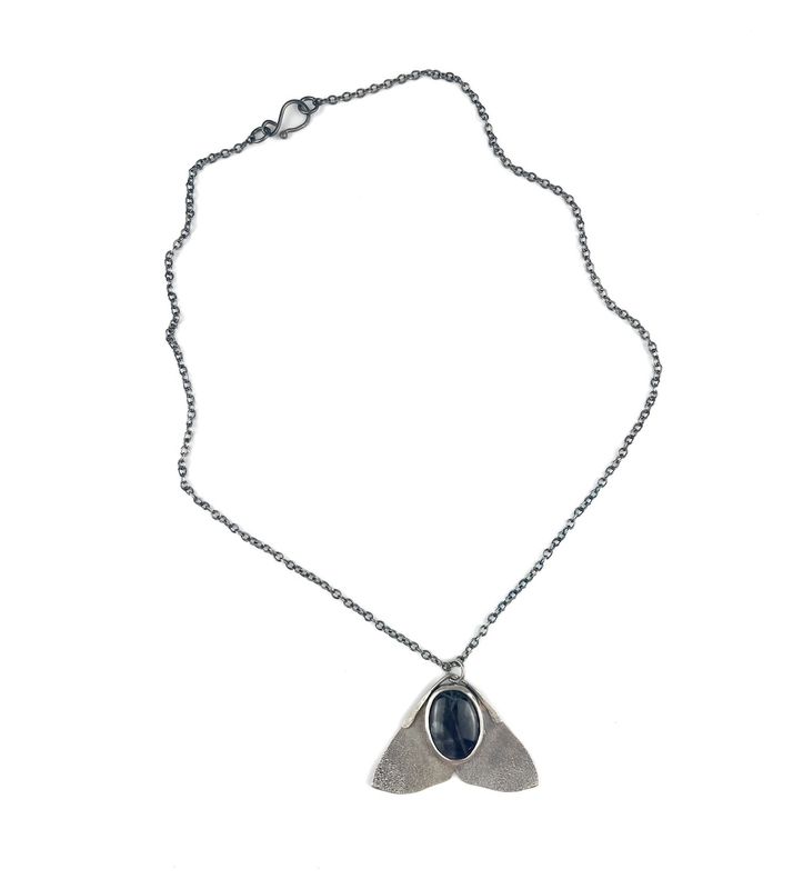 Patty Goodine Five Crows Silver Saint John New Brunswick Canada Handworks Canadian Jeweler Labradorite Moth Pendant