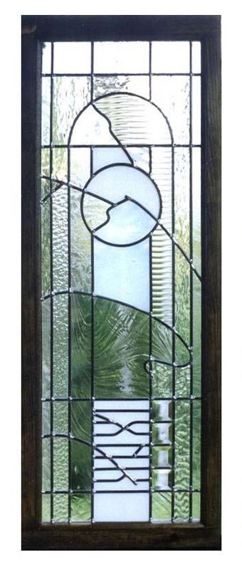 Abstract Large Glass Panel  46x17.5x1.5 Framed