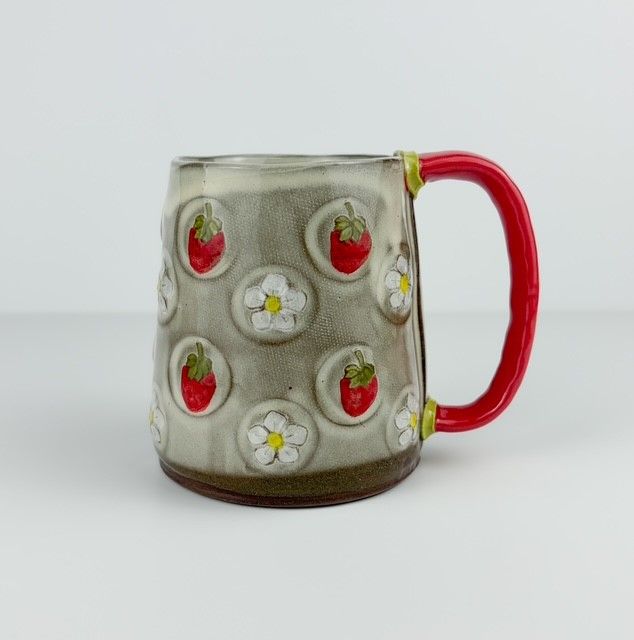Handbuilt Strawberry Mug, Red Clay