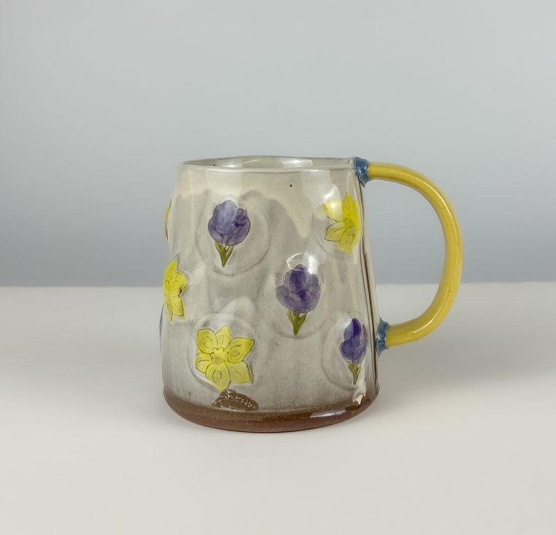 Handbuilt Crocus &amp; Daffodil Mug, Red Clay