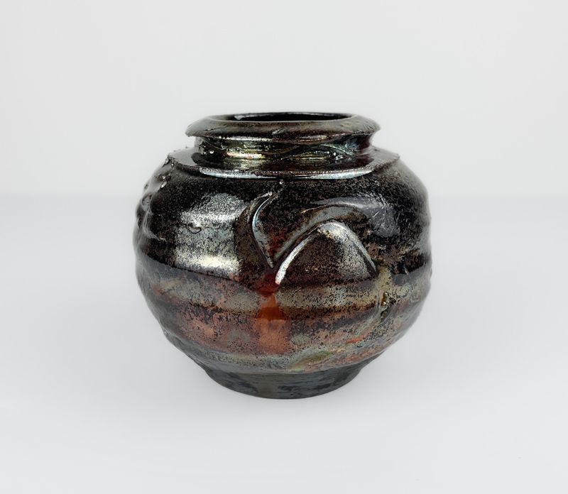 Chris Doiron Saint John New Brunswick Canada Handworks Gallery Canadian Potter Metallic Raku Pottery Vase Medium