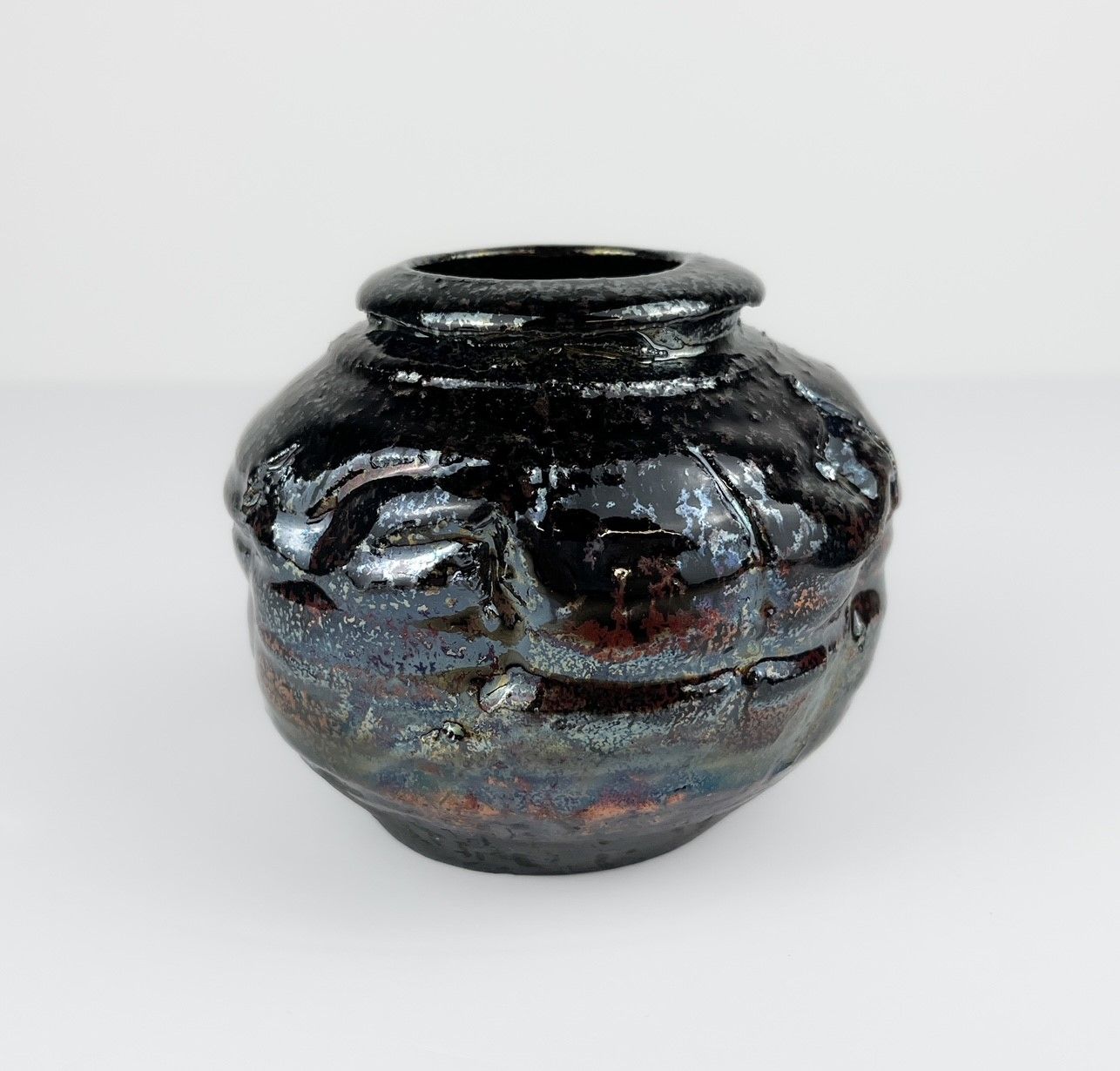 Metallic Raku Pottery Vase Med 4x4", Option: A