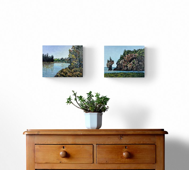 Lynn Wigginton Saint John New Brunswick Canada Handworks Canadian Acrylic &amp; Oil Painting "Tidal River, NB" Seascape Landscape