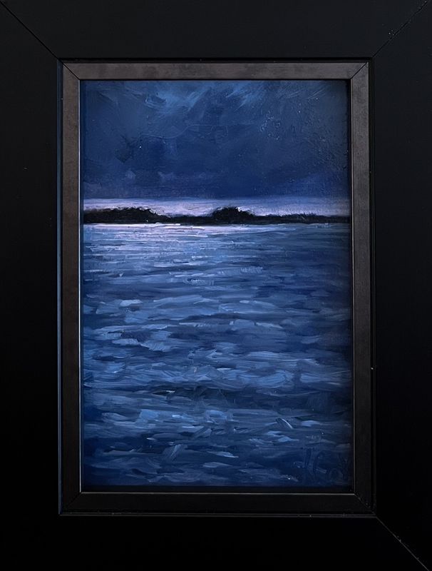 Elizabeth Cook Artist Painter Handworks Gallery Saint John New Brunswick NB Framed Oil Painting Seascape Lake River Moonlight