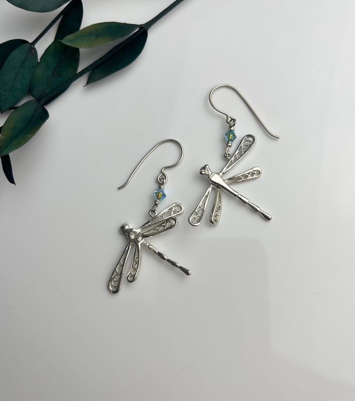 Trudy Gallagher Handworks Gallery Saint John New Brunswick Canadian Jeweler Metalsmith Handmade Silver Dragonfly Earrings