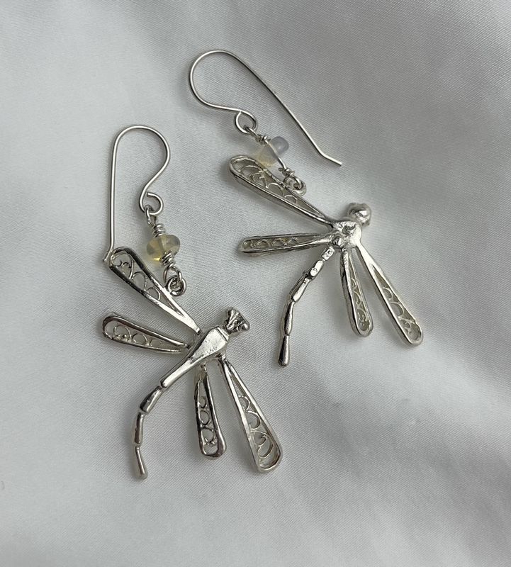 Trudy Gallagher Handworks Gallery Saint John New Brunswick Canadian Jeweler Metalsmith Handmade Silver Dragonfly Earrings