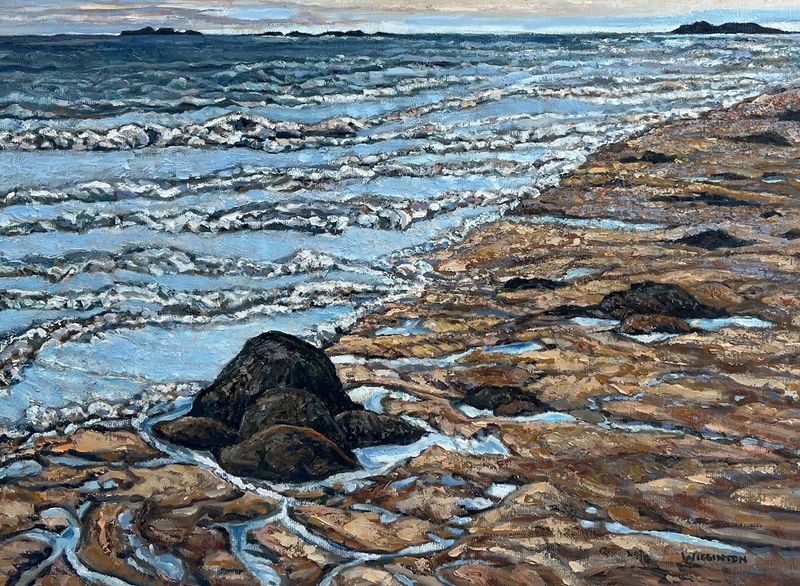 Lynn Wigginton Saint John New Brunswick Canada Handworks Canadian Acrylic &amp; Oil Painting Seascape Landscape "Bayshore Rocks"