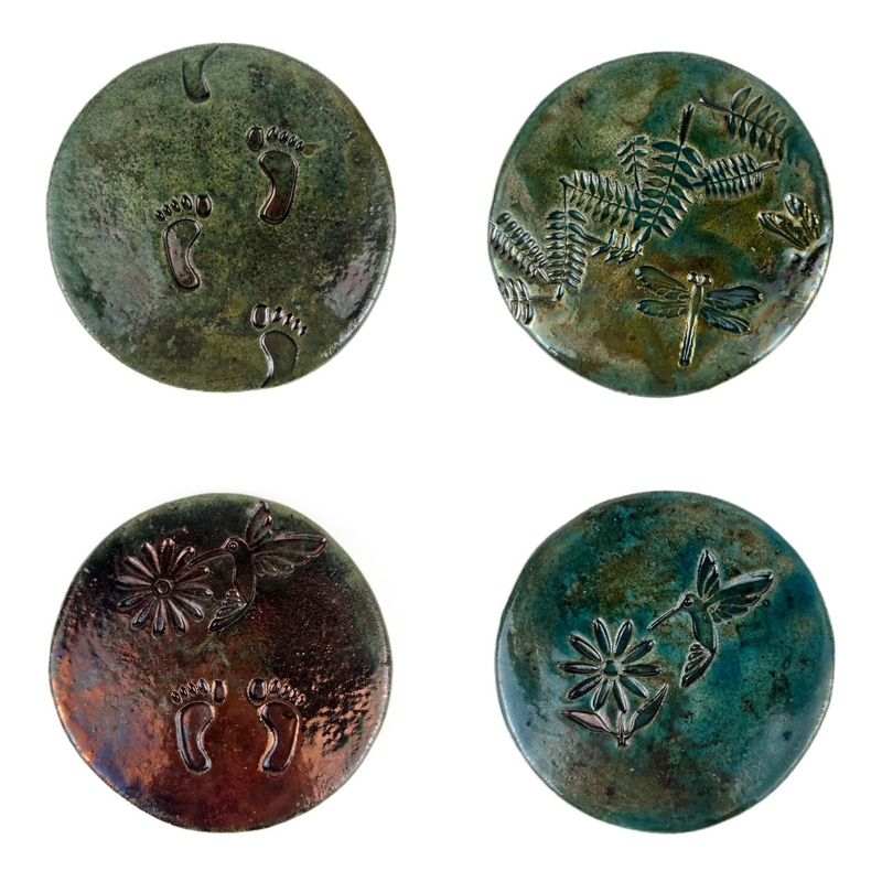 Set of 4 Raku Pottery Coasters
