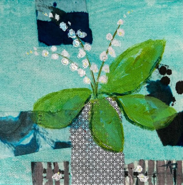 "Pure Heart 3 (Lily of the Valley) 6x6" Mixed Media Framed