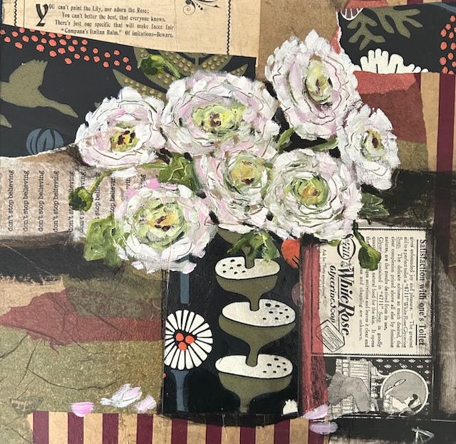 Andrea Pottyondy Stoffer Artist Painter Handworks Gallery Saint John NB Mixed Media Ranunculus Flowers Floral Bouquet