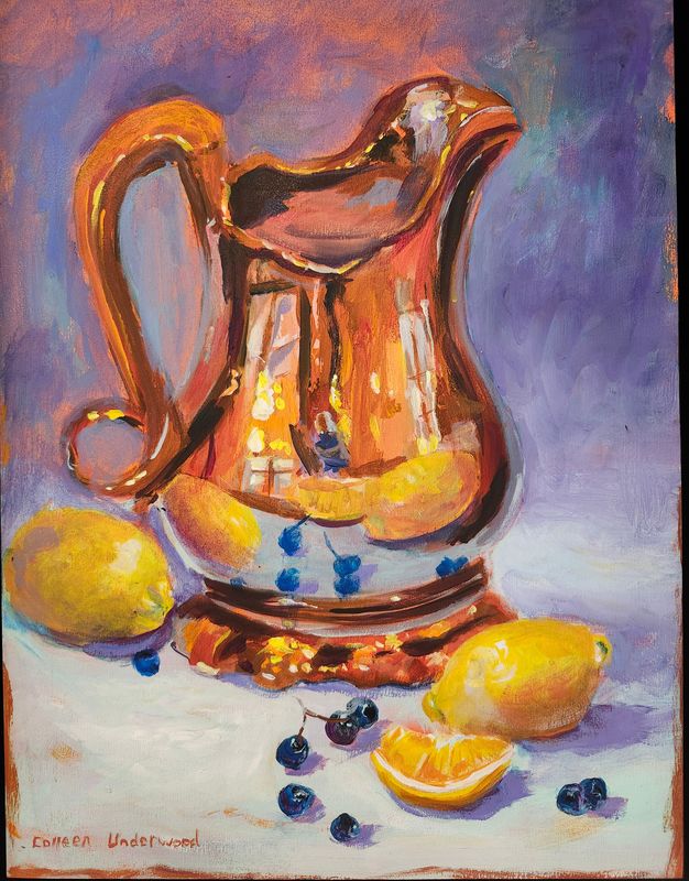 "Reflective Companions" 12x16" Framed Acrylic Painting