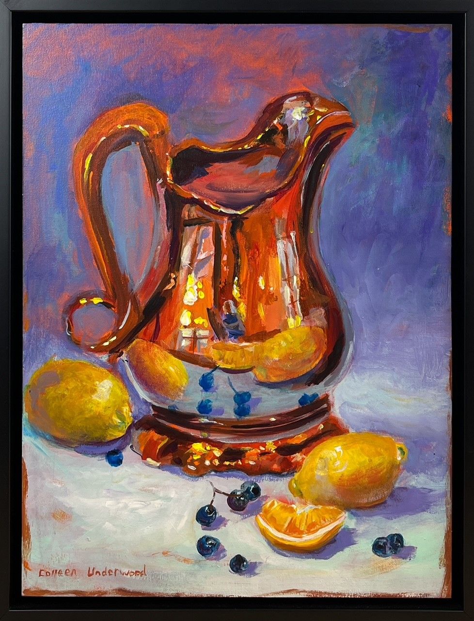 Colleen Underwood Artist Painter Handworks Gallery Saint John New Brunswick Acrylic Painting Lemons Still Life Pitcher 