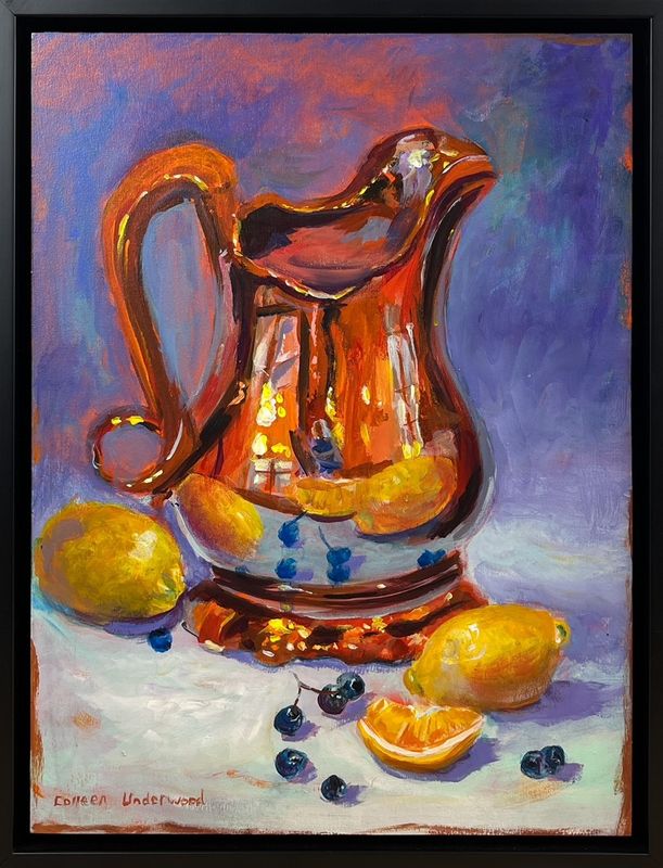Colleen Underwood Artist Painter Handworks Gallery Saint John New Brunswick Acrylic Painting Lemons Still Life Pitcher 