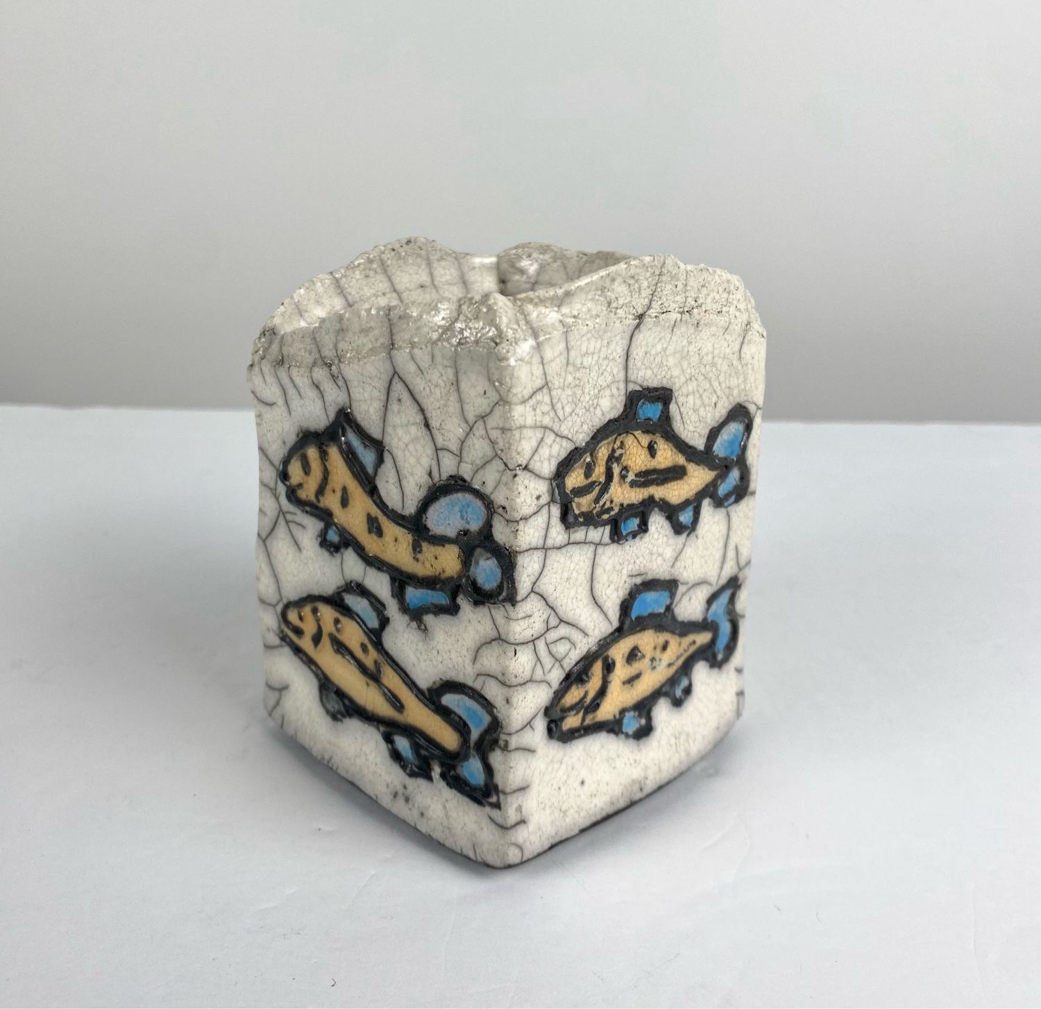 Square Raku Fish Vase, Option: A-10cm