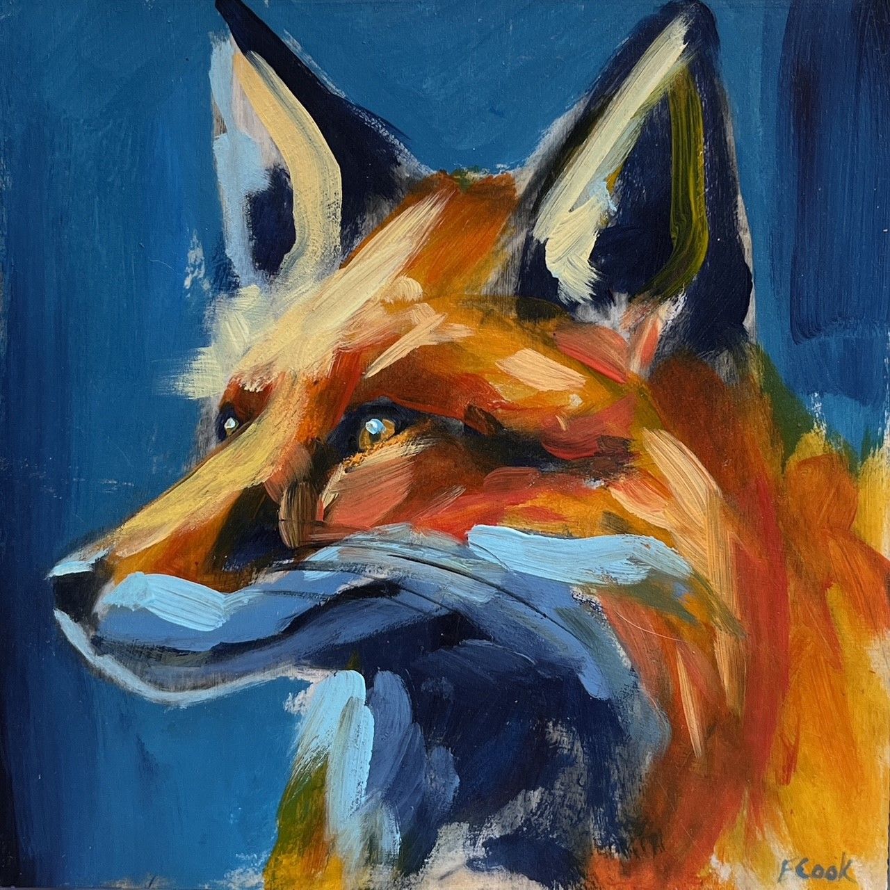 Animals 8x8" Painting On Wood Canvas, option: "Master of Mischief"