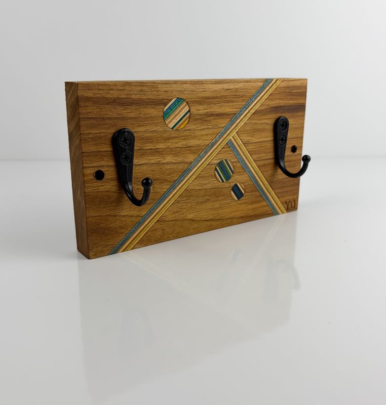 Wall Mounted Key Hooks Made with Repurposed Skateboard