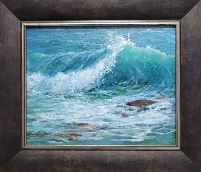 Dale Cook Artist Painter Handworks Gallery Saint John New Brunswick NB Oil Painting Seascape Waves Teal Fundy Atlantic Shore