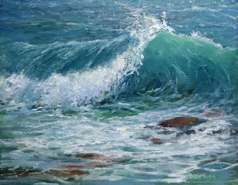 Dale Cook Artist Painter Handworks Gallery Saint John New Brunswick NB Oil Painting Seascape Waves Teal Fundy Atlantic Shore