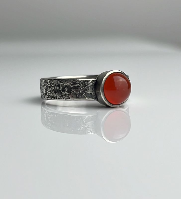 Dimitri Gagnon Morris Saint John New Brunswick Canada Canadian Jewelry Handworks Silversmith Oxidized Silver Ring Amber