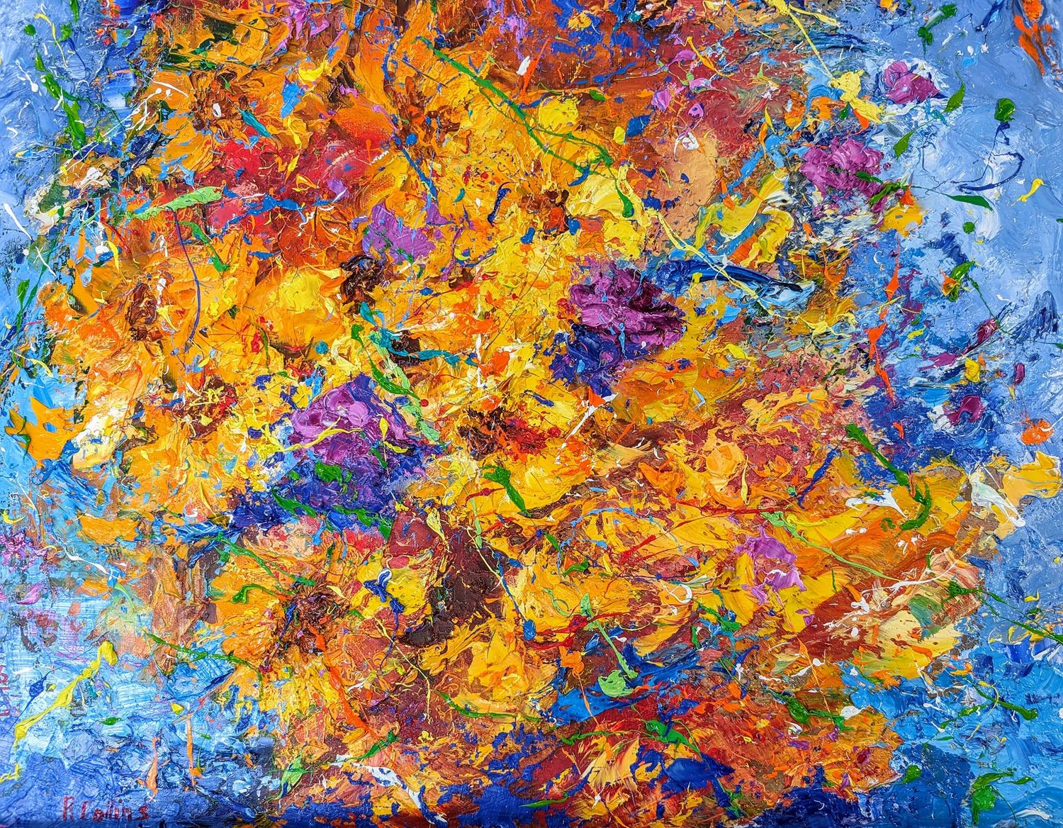 Rene Collins Artist Painter Handworks Gallery Saint John New Brunswick NB Oil Knife Painting Flowers Floral Yellow Garden 