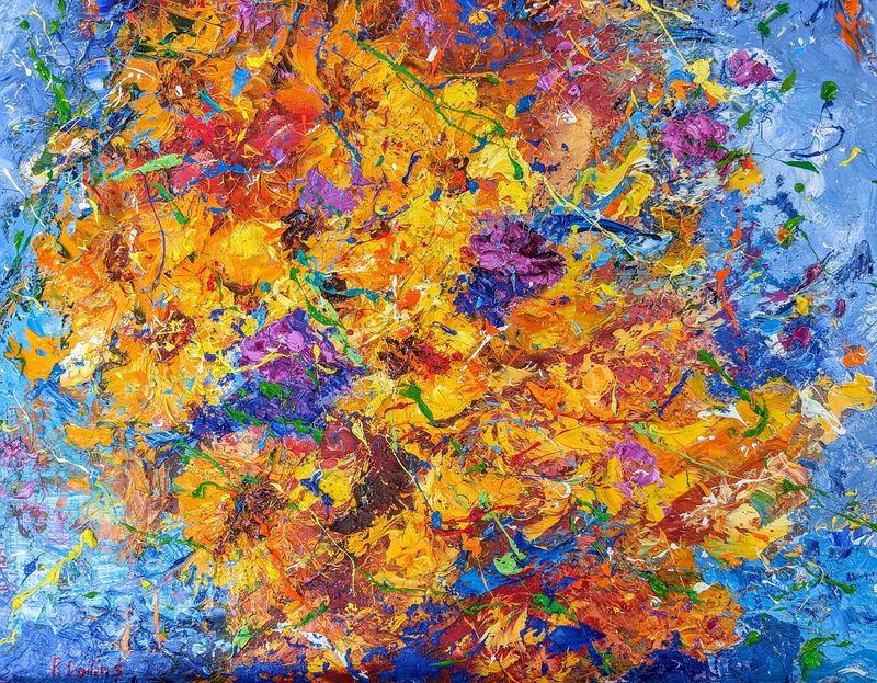 Rene Collins Artist Painter Handworks Gallery Saint John New Brunswick NB Oil Knife Painting Flowers Floral Yellow Garden 