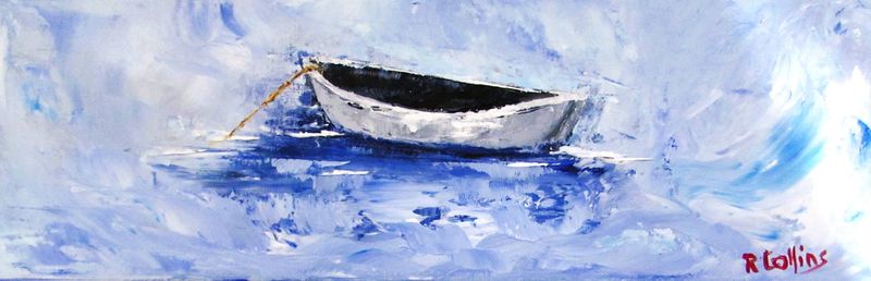 Rene Collins Artist Painter Handworks Gallery Saint John New Brunswick Oil Knife Painting Seascape Boat Rowboat Water Ocean