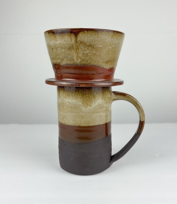 Chris Doiron Saint John New Brunswick Canada Handworks Canadian Potter Coffee Pour Over Mug Pottery Red Brown