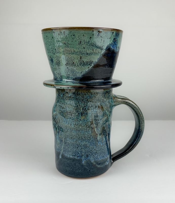 Coffee Pottery Pour Over Chris Doiron Saint John New Brunswick Canada Handworks Canadian Potter Coffee Pour Over Mug Pottery Teal Blue