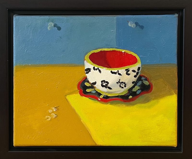 Elegant Teacup Still life with Primary Colours By New Brunswick Artist Francine Martin