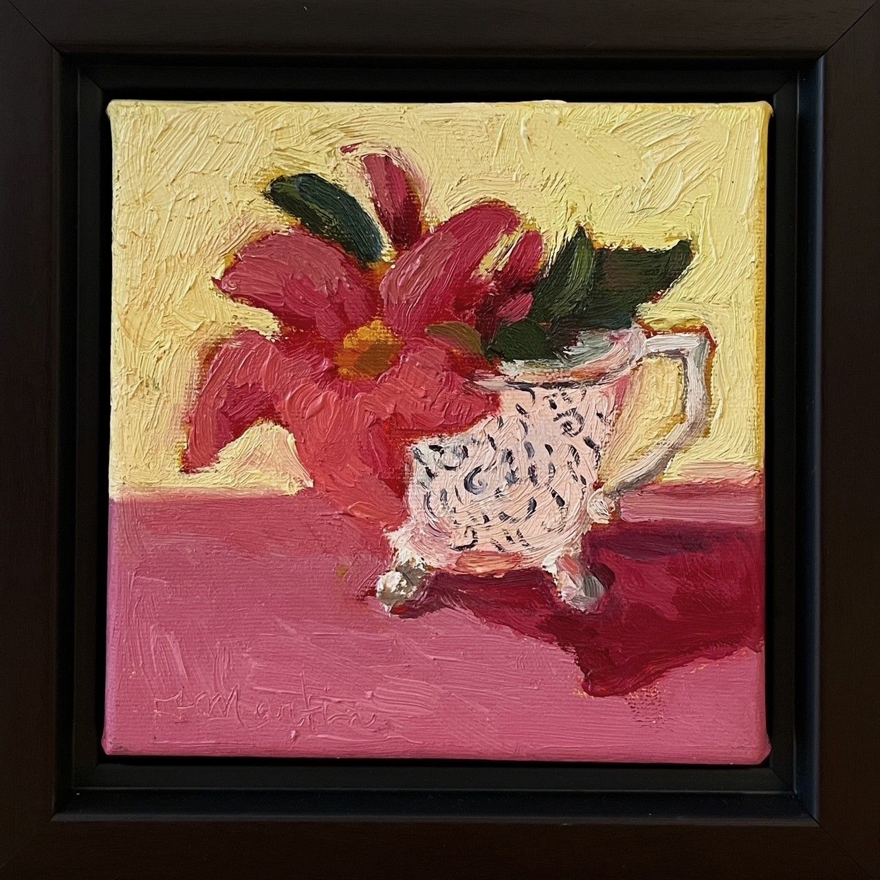 Elegant Teacup with Pink Flower Still life by Francine Martin 