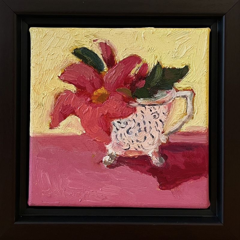 Elegant Teacup with Pink Flower Still life by Francine Martin