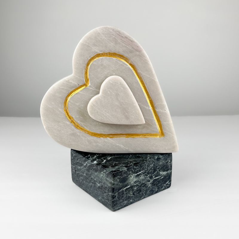 "Always in my Heart" Soapstone Sculpture 8.5x7x4"