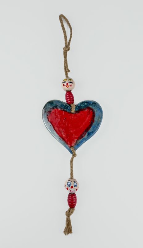 Heart Raku Pottery Hanging