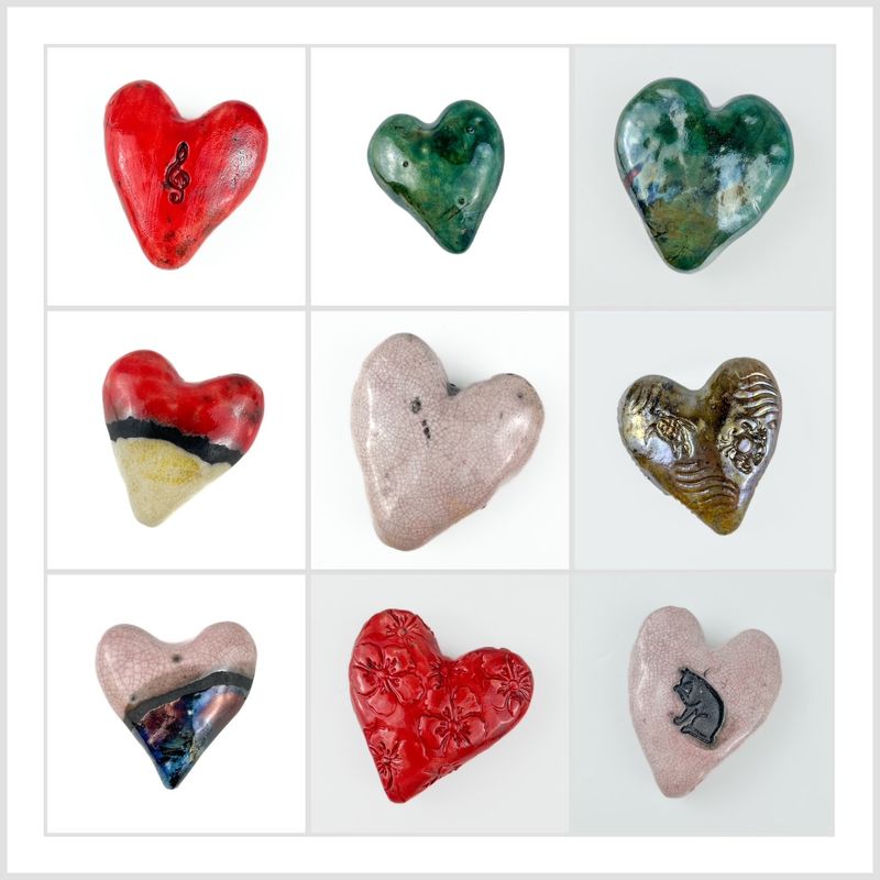 'Heart in Hand' Raku Pottery Hearts