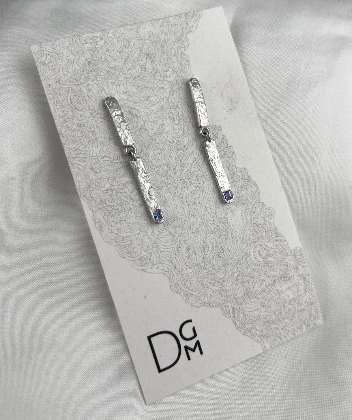 Dimitri Gagnon Morris Saint John New Brunswick Canada Canadian Jewelry Handworks Silver Segmented Rail Studs with Tanzanite