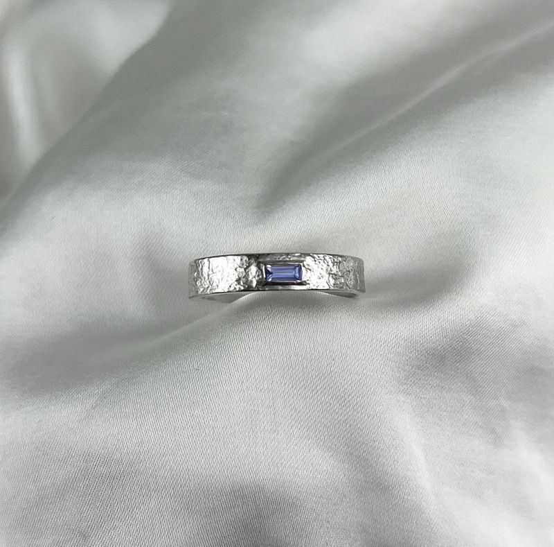 Dimitri Gagnon Morris Saint John New Brunswick Canada Canadian Jewelry Handworks Silver Tanzanite Baguette Godfather Ring