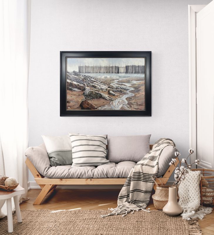 Poppy Balser Saint John New Brunswick Canada Handworks Canadian Painter Watercolor Landscape Seascape, Framed Campobello Weir