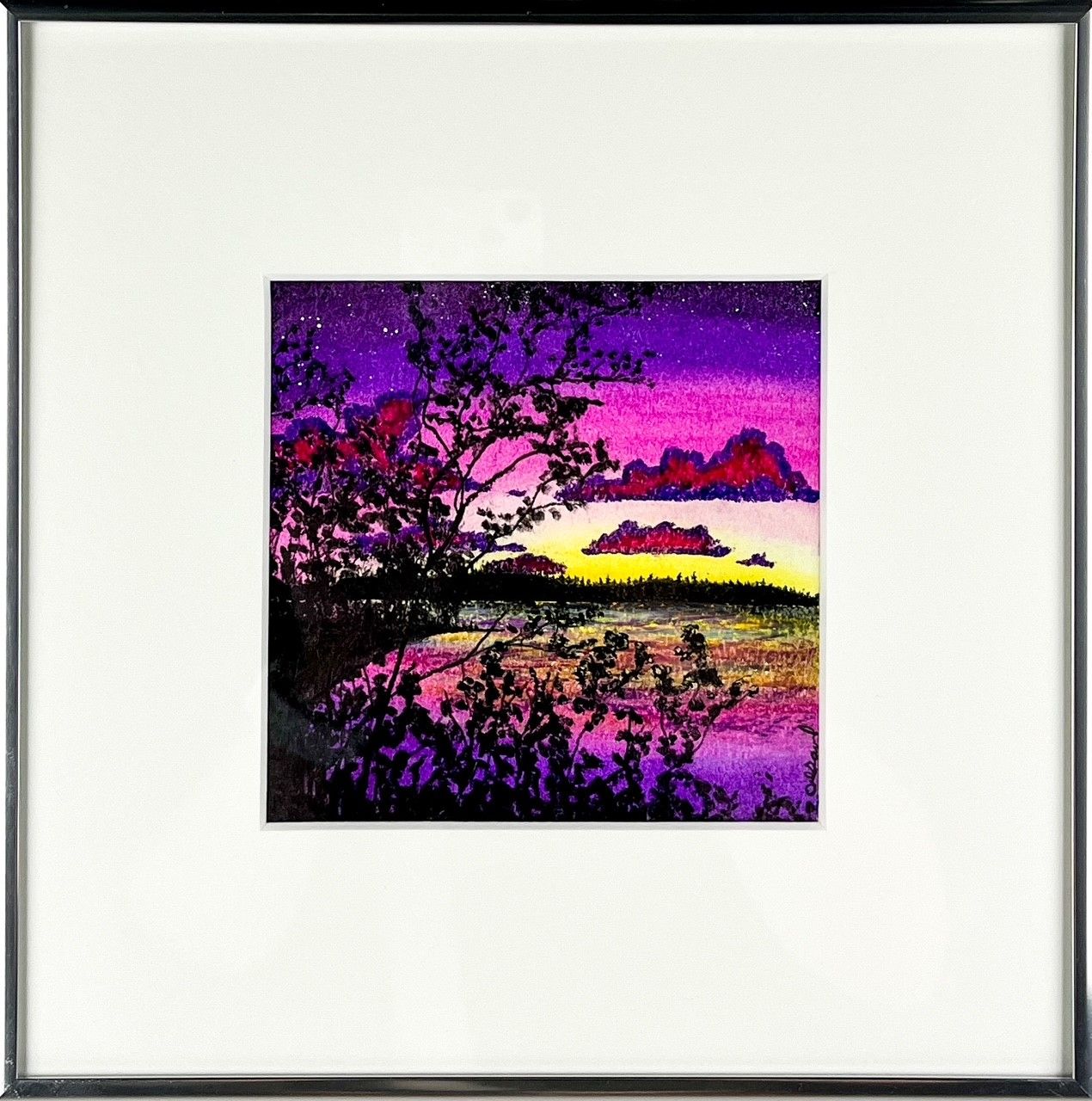 Adam Gavel Artist Painter Handworks Gallery Saint John New Brunswick NB Framed Oil Pastel  Maroon Skies Sky Purple Yellow