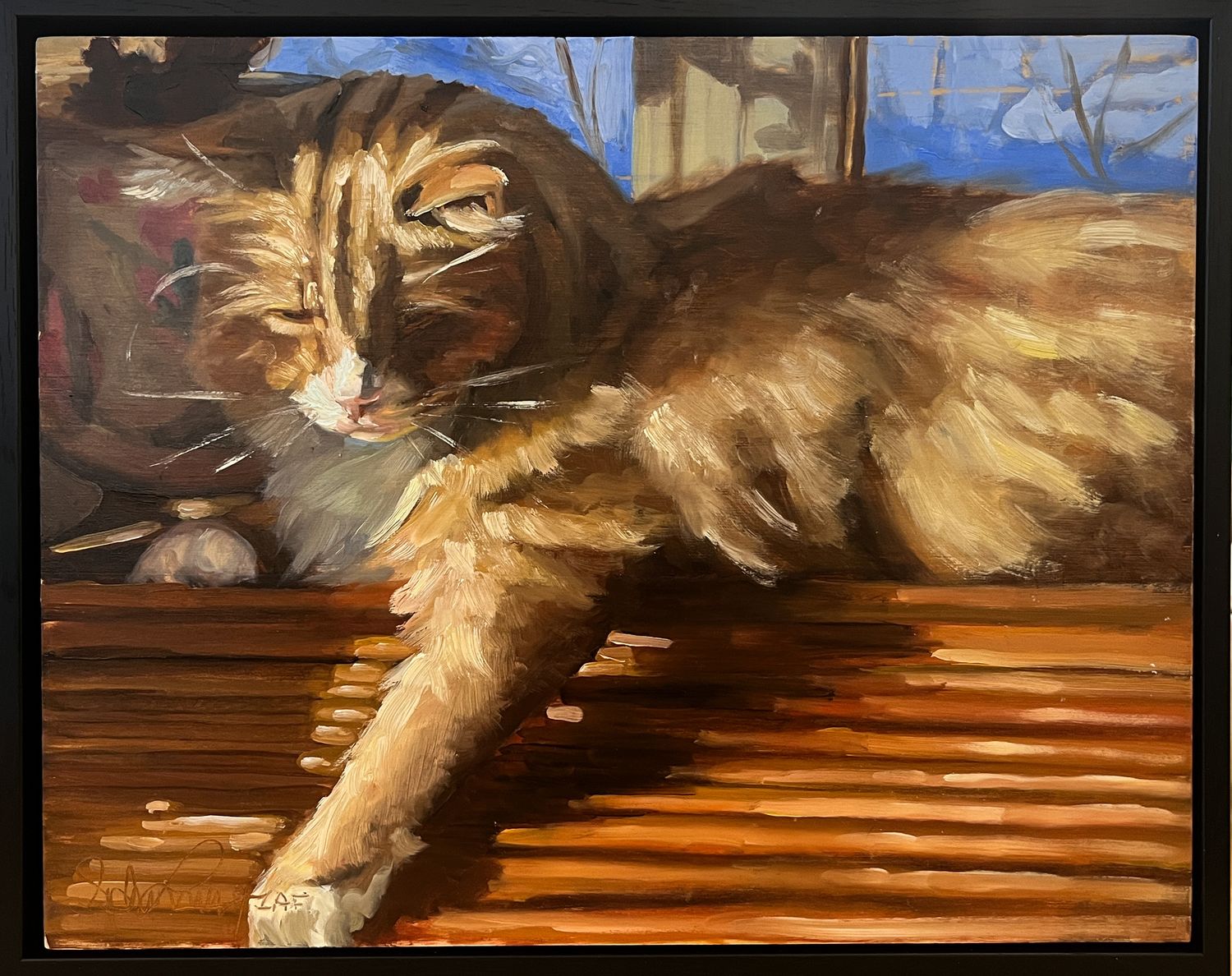 Sophie Levesque Artist Painter Handworks Gallery Saint John New Brunswick NB Oil Painting Cat Orange Tabby Window Windowsill