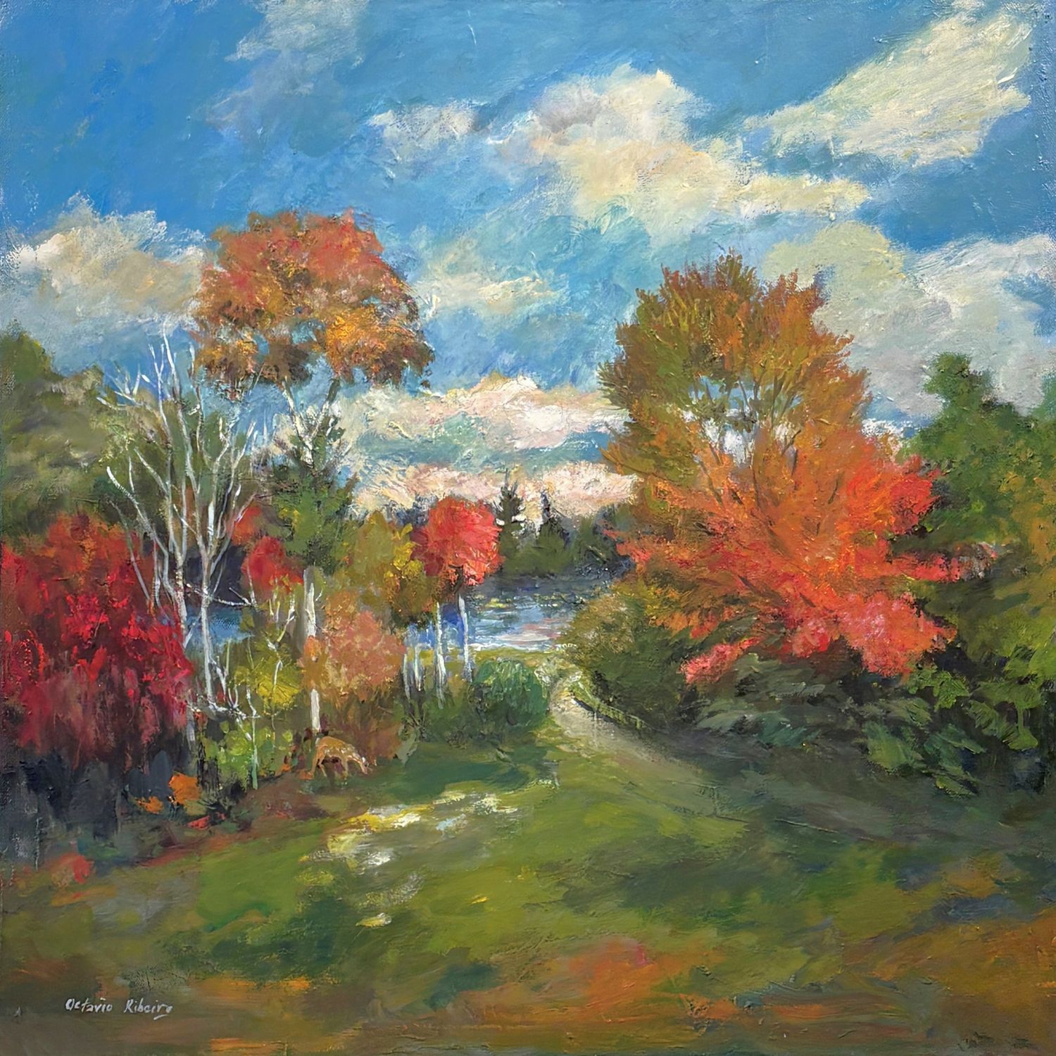 "Autumn Woods" 24x24" Oil Painting on Canvas