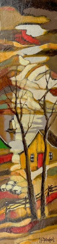 Jean-Guy Desrosiers Artist Painter Handworks Gallery Saint John New Brunswick NB Framed Oil Painting Quebec River Farm House