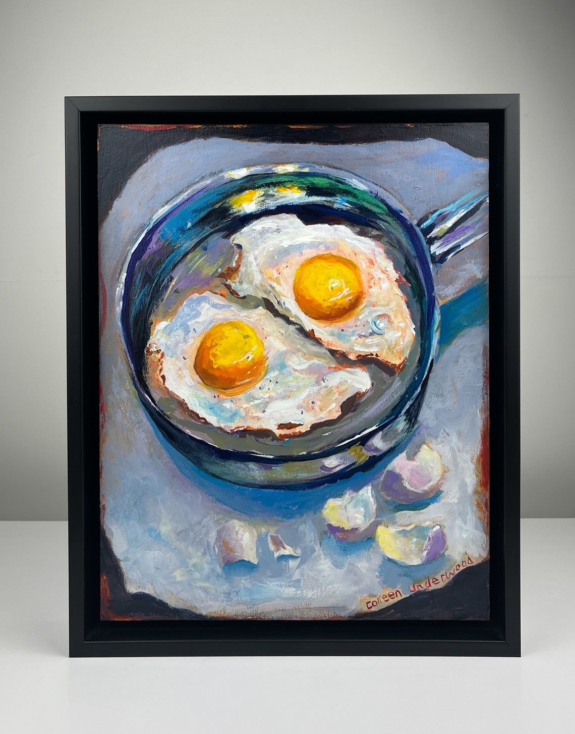 Colleen Underwood Artist Painter Handworks Gallery Saint John New Brunswick Framed Acryl Painting Fried Eggs Breakfast Food