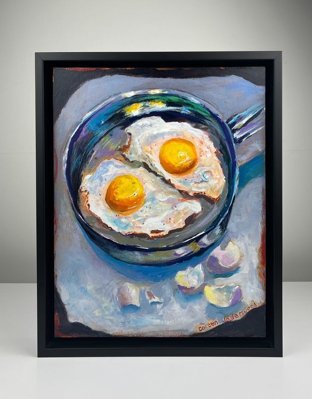 Colleen Underwood Artist Painter Handworks Gallery Saint John New Brunswick Framed Acryl Painting Fried Eggs Breakfast Food