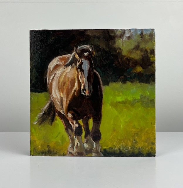 Sophie Levesque Artist Painter Handworks Gallery Saint John New Brunswick Oil Painting Black Horse Running Farm Animal Nature