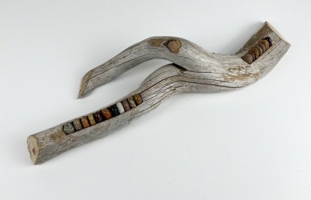 Abacus Stone Driftwood Tabletop Sculpture Abacus Stone Driftwood Tabletop Sculpture