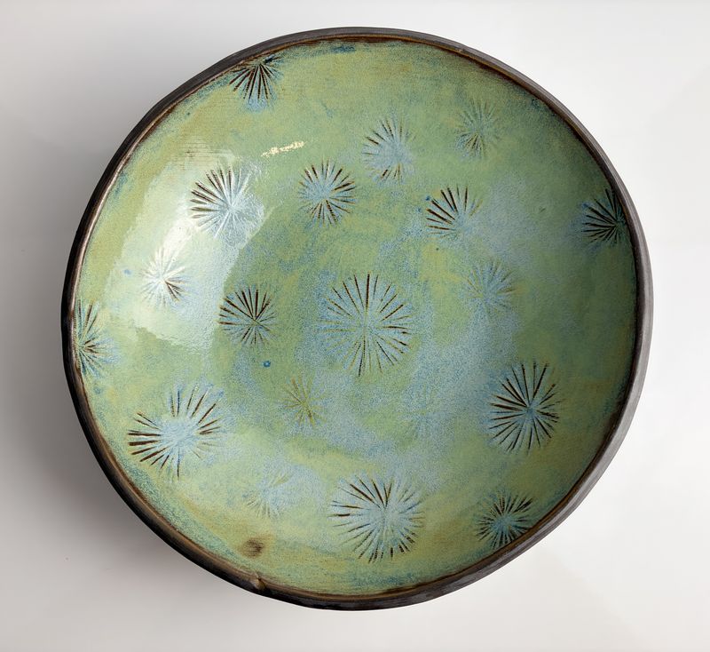 Black Clay with Aqua Glaze Serving Bowl Collection