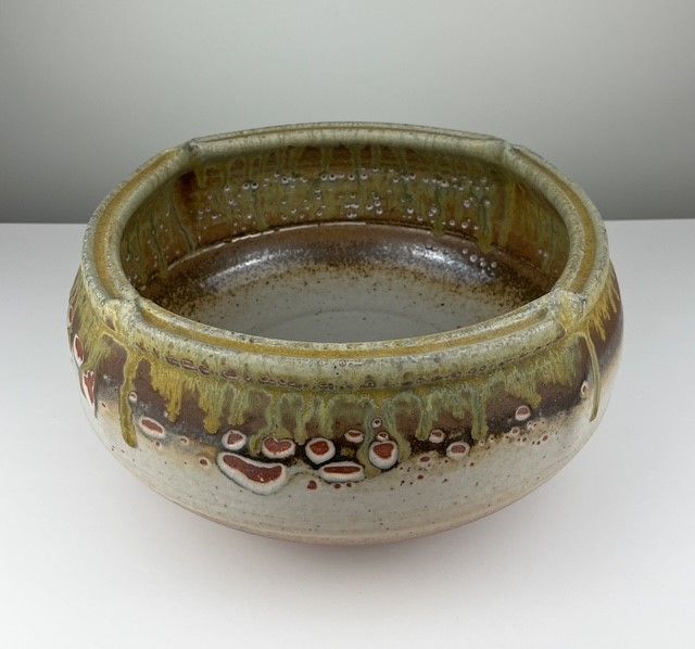 Ash Drip Rim Roman Bowl 11"