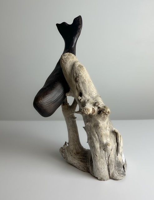 Whale on Driftwood Sculpture