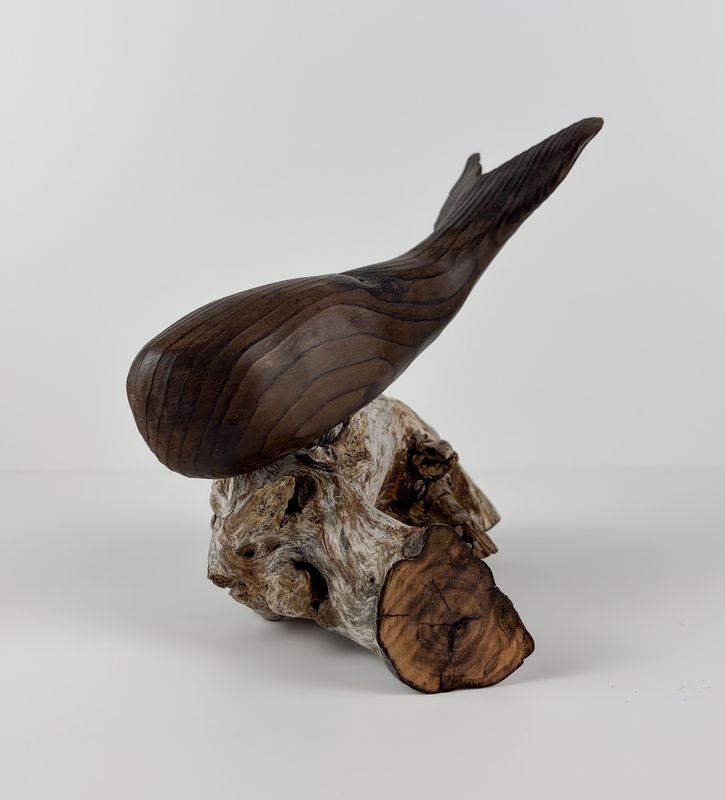 Whale on Driftwood Sculpture 9x7x5"