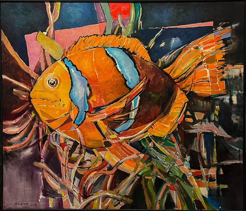 Ted Michener Artist Painter Handworks Gallery Saint John New Brunswick NB Oil Painting Yellow Clown Fish Clownfish Abstract 